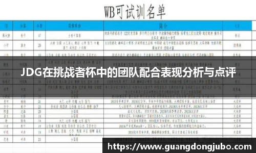 JDG在挑战者杯中的团队配合表现分析与点评