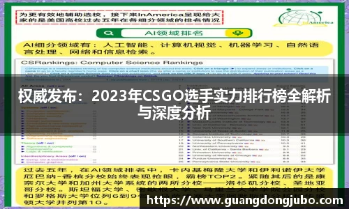 权威发布：2023年CSGO选手实力排行榜全解析与深度分析