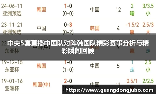 中央5套直播中国队对阵韩国队精彩赛事分析与精彩瞬间回顾